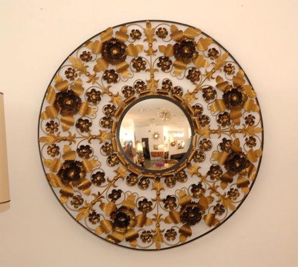 Brass Flower Tole Mirror